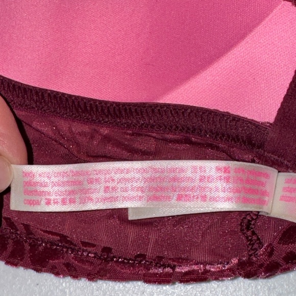 EUC Victoria's Secret PINK Lightly Lined Bralette Burgundy Velvet Size Small - Picture 8 of 8